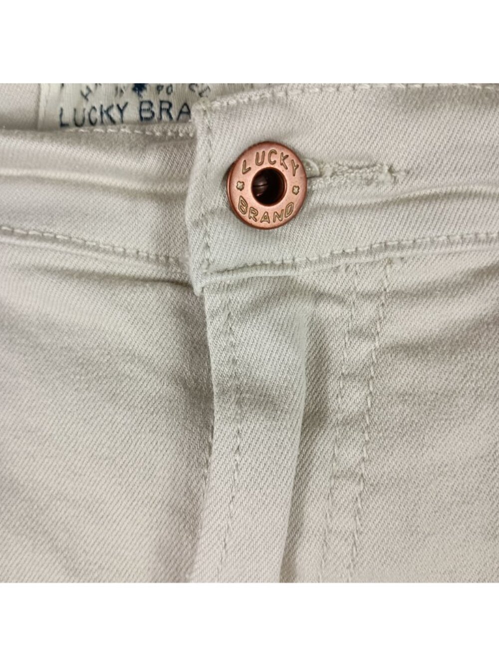 Lucky Brand Malibu Cufoff Denim Shorts Womens L 34 Waist Khaki Boho Beach Summer - Picture 8 of 9
